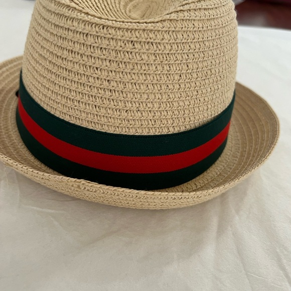 Straw Fedora with Red and Green Band - Picture 3 of 6